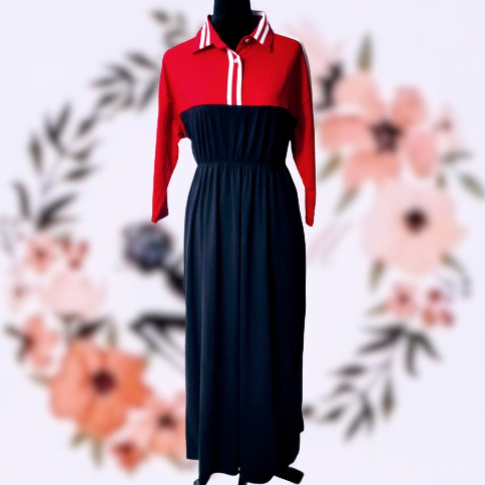 🎉HP*Last One*🆕 Sporty Color-block Polo Shirt Dress M - Picture 2 of 9